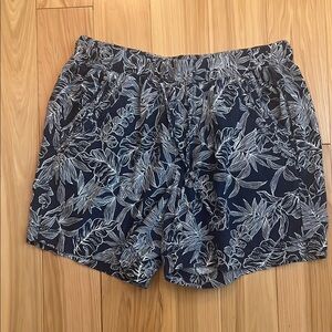 Briggs New York Blue and White Athletic Shorts with Palm Print